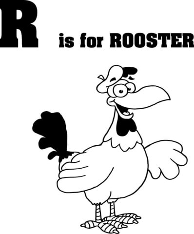 Letter R Is For Rooster Coloring Page